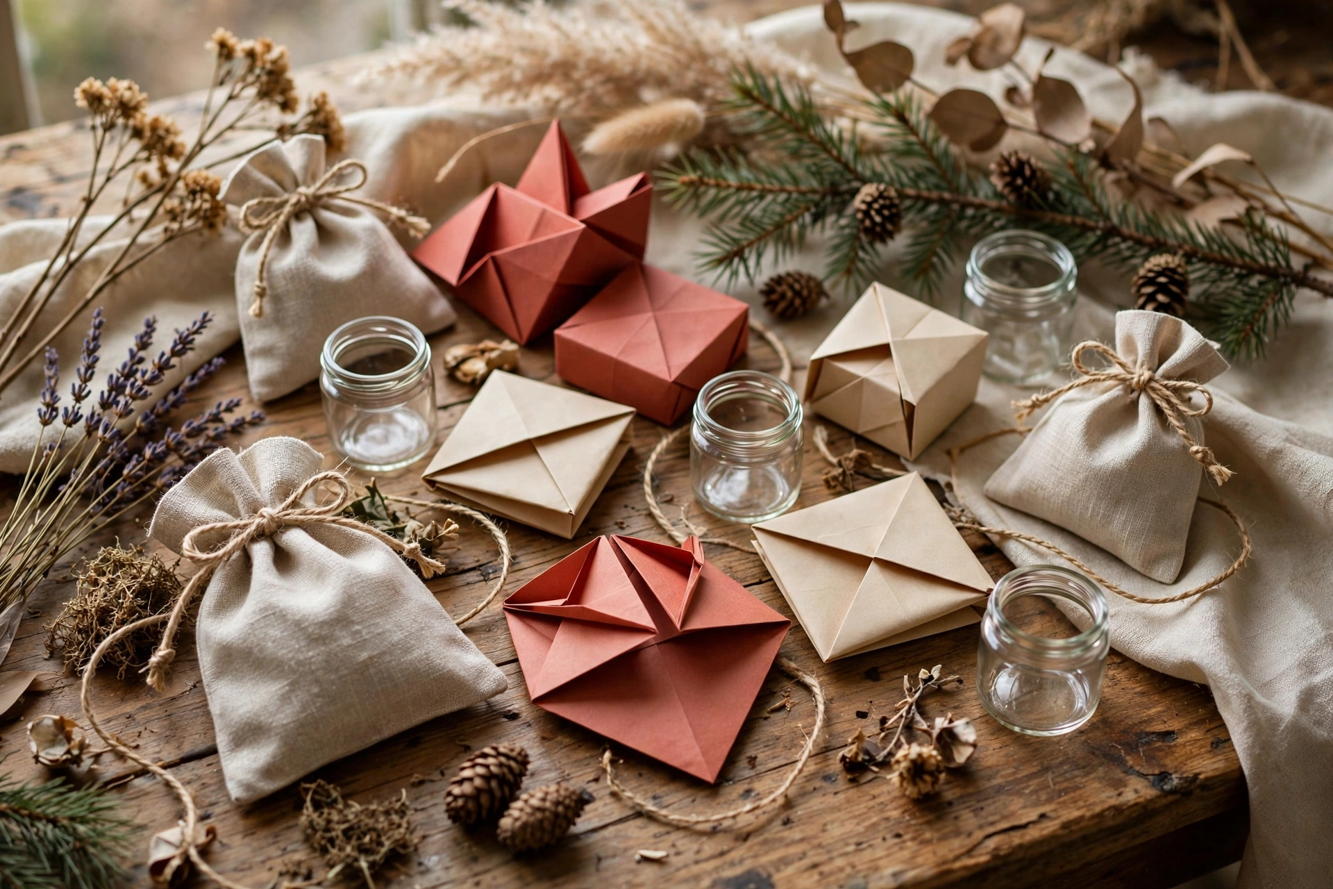 Elegante Verpackungsideen für den Adventskalender: Stoffbeutel, Origami-Boxen und Gläser