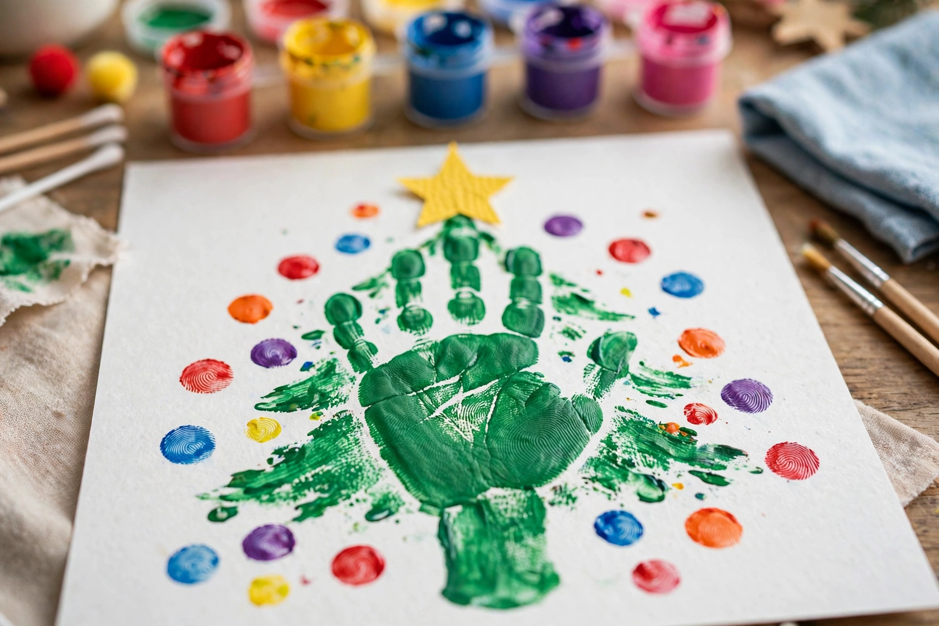 Tannenbäume aus Kinder-Handabdrücken