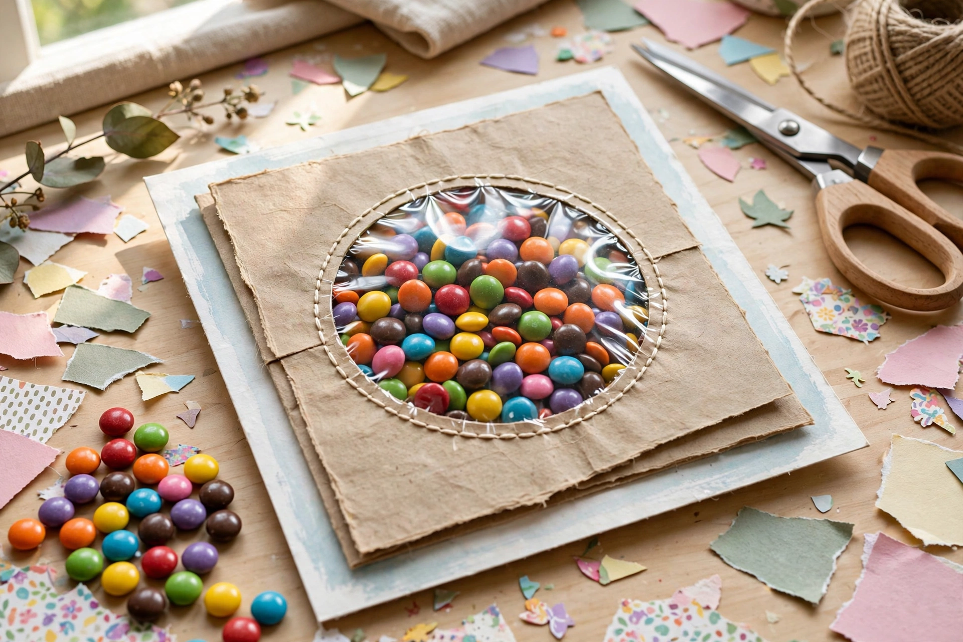 Die Smarties-Karte: Einladung plus kleine Nascherei.