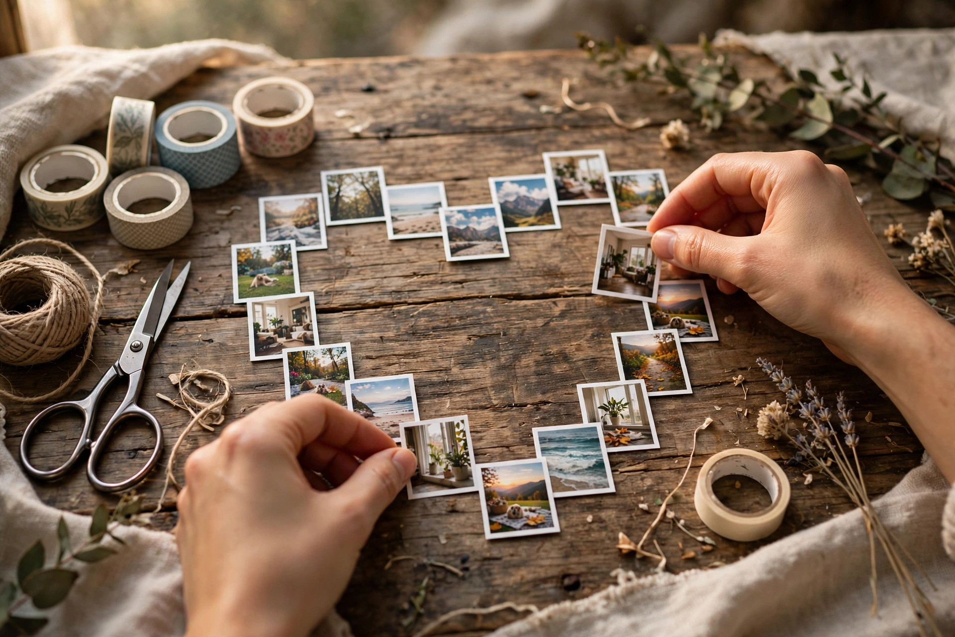 Eine Fotocollage in Herzform – ein Geschenk, das zu Tränen rührt.