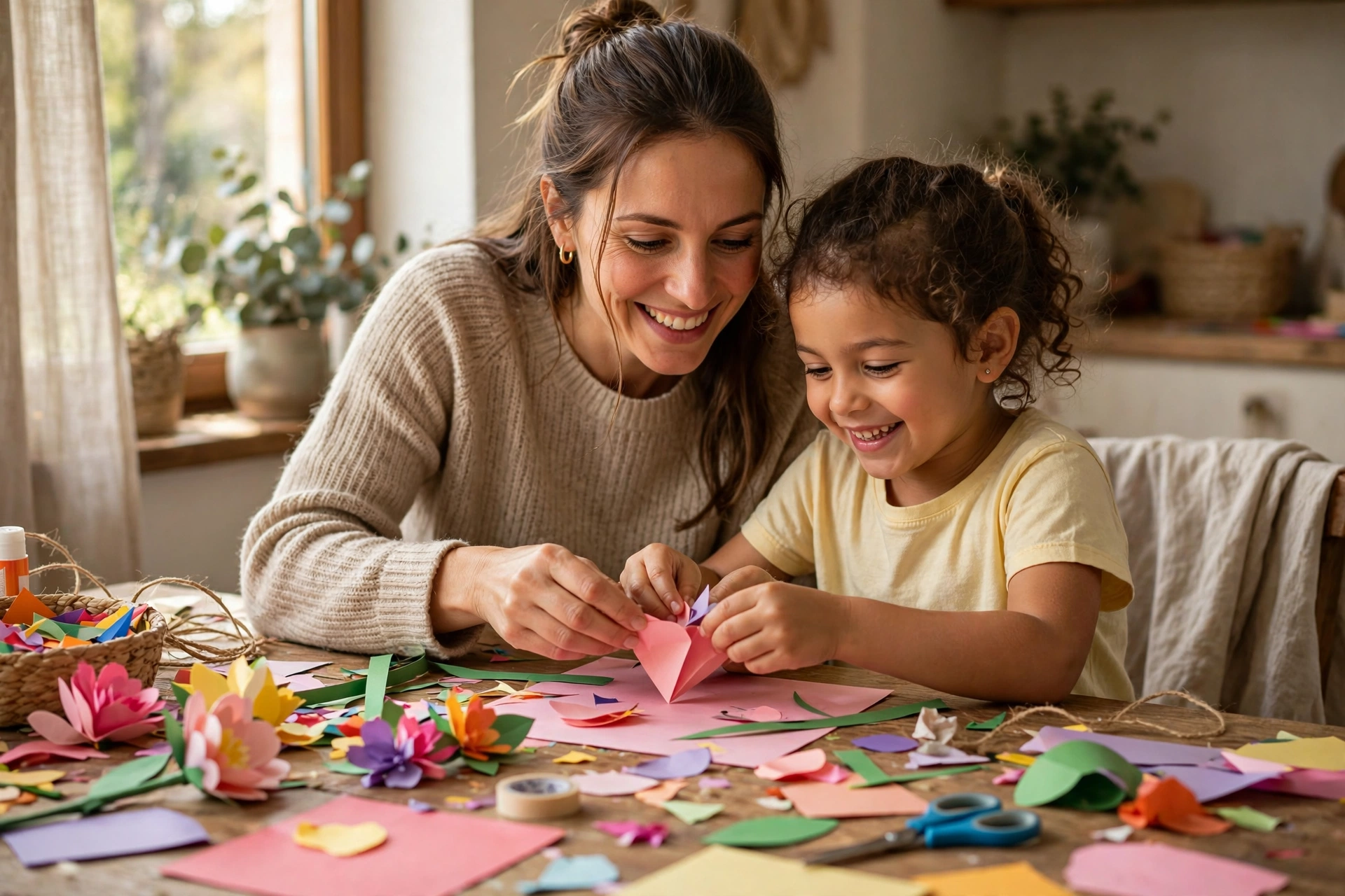 Gemeinsam basteln macht doppelt Freude – besonders mit Kindern.