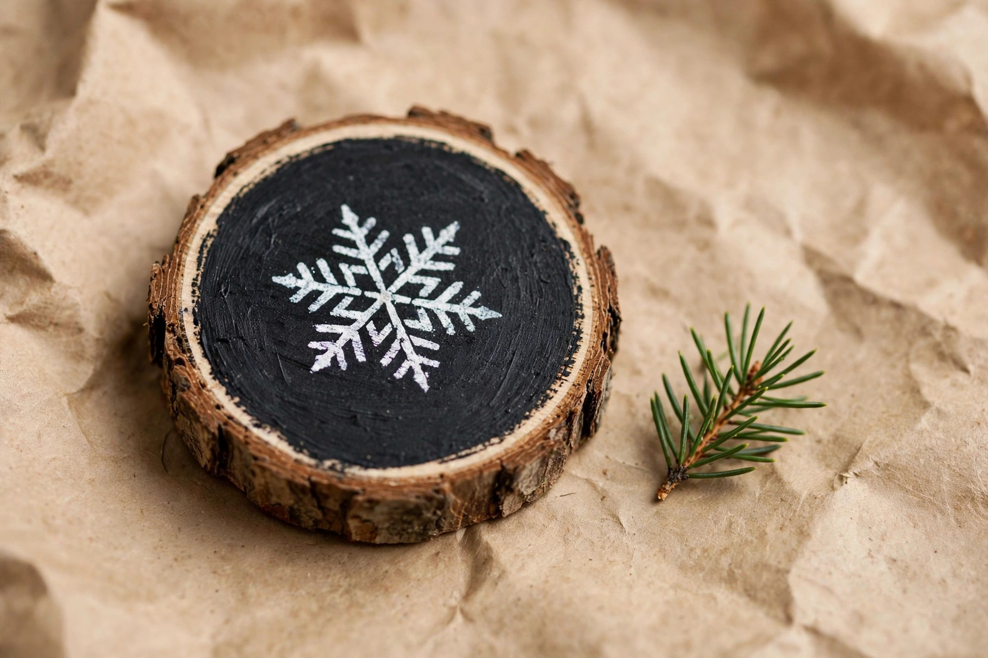 Holzscheiben-Geschenkanhänger mit Tafelfarbe und Kreidebeschriftung