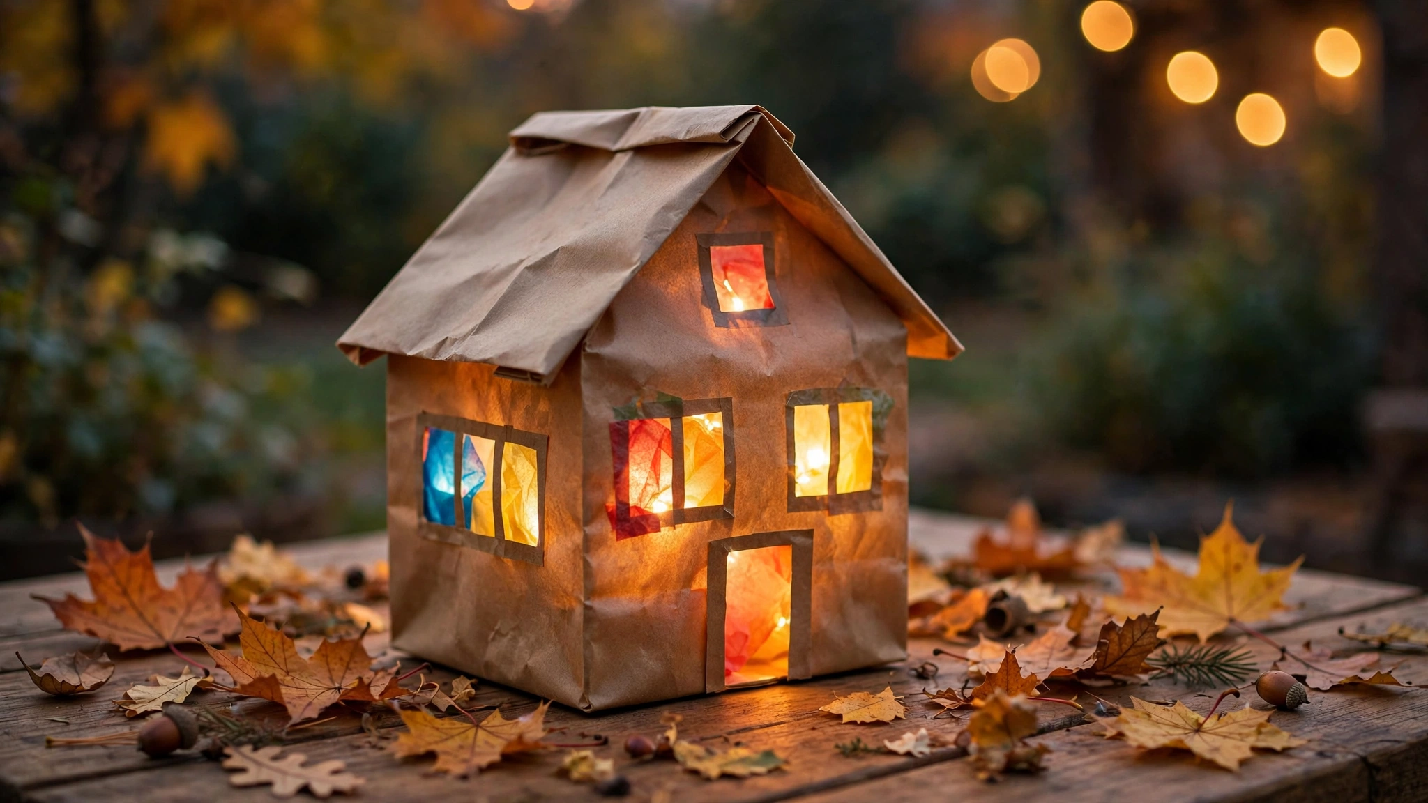 Die Haus-Laterne aus der Papiertüte – ideal für kleine Kinderhände.