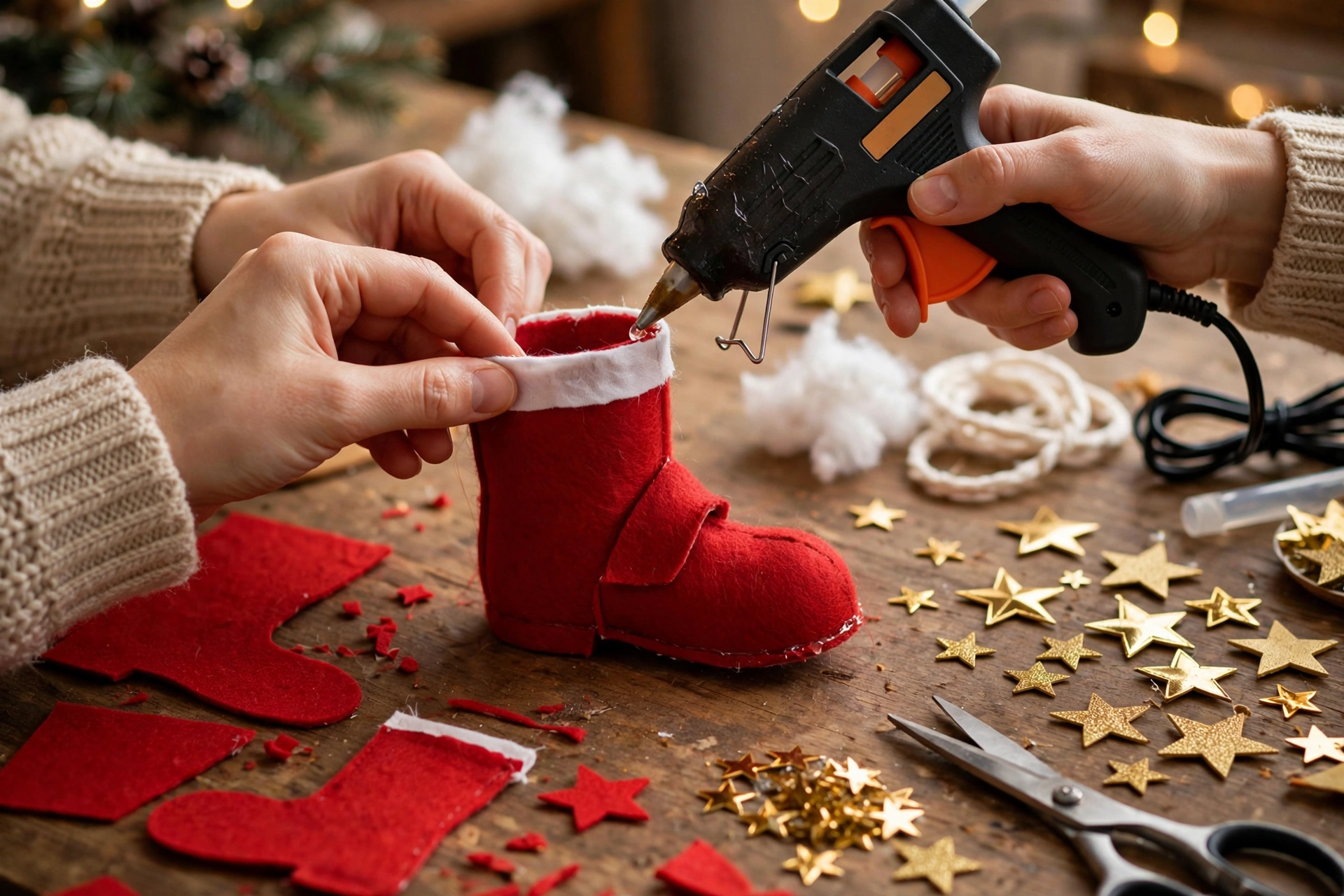 Roter Nikolausstiefel aus Filz