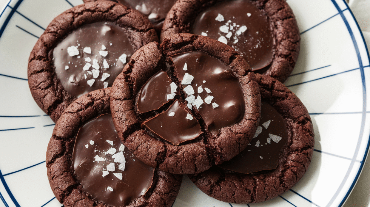 Chocolate cookies with sea salt topping.